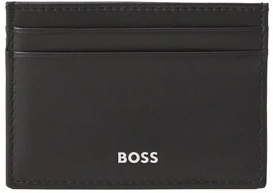 حامل بطاقات جلد أسود من BOSS