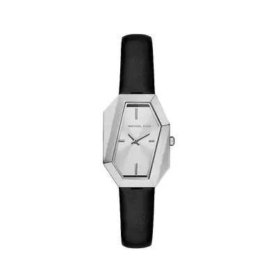 Silver Geometric Leather Watch