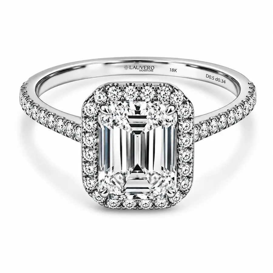 Élysée Emerald Halo Ring
