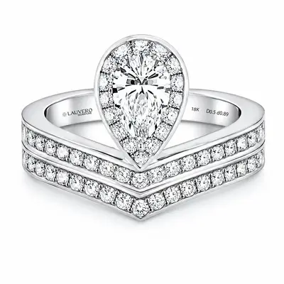 Pear Halo Diamond Ring