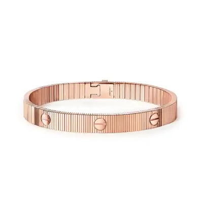 Rose Ribbed Crystal Cuff