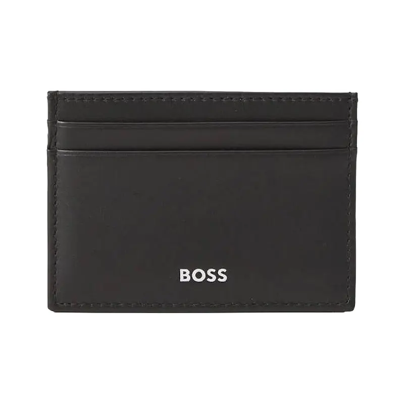 حامل بطاقات جلد أسود من BOSS