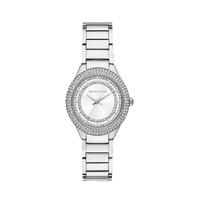 Silver Crystal Bezel Watch