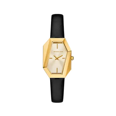 Golden Geometric Leather Watch