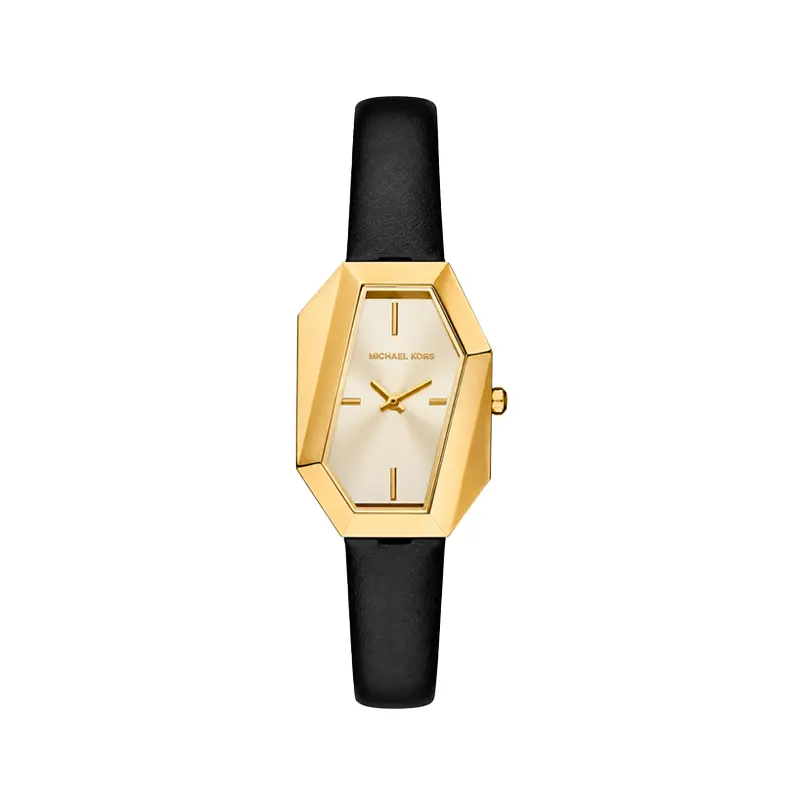 Golden Geometric Leather Watch