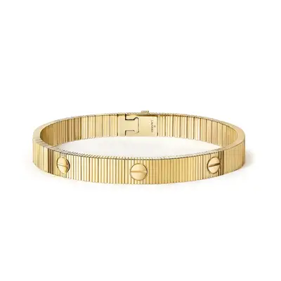 Golden Ribbed Crystal Cuff