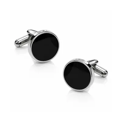 Valeria Black Round Cufflinks