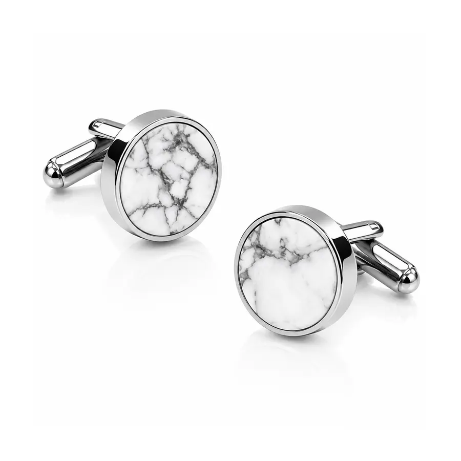 Valeria Marble Round Cufflinks